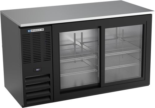 BB58HC-GS-B | 58" Sliding Glass Doors Back Bar in Black