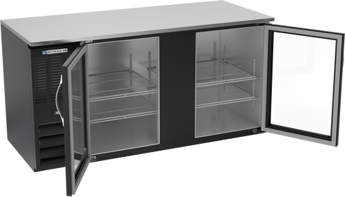 BB68HC-FG-B | 68" Glass Doors Food Rated Back Bar in Black
