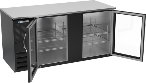 BB68HC-G-B | 68" Glass Doors Back Bar in Black