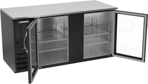 BB68HC-G-B | 68" Glass Doors Back Bar in Black