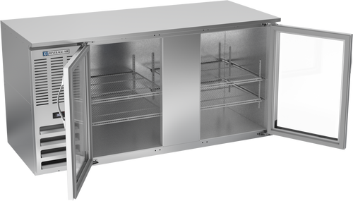 BB68HC-G-S | 68" Glass Doors Back Bar in Stainless Steel