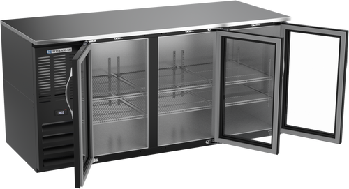 BB72HC-FG-B | 72" Glass Doors Food Rated Back Bar in Black