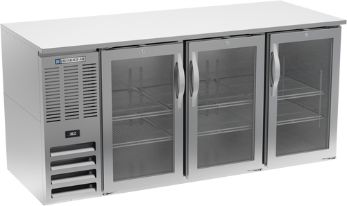 BB72HC-FG-S | 72" Glass Doors Food Rated Back Bar in Stainless Steel
