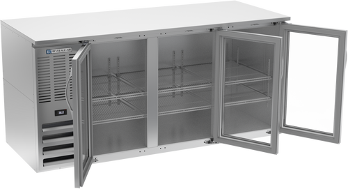 BB72HC-FG-S | 72" Glass Doors Food Rated Back Bar in Stainless Steel