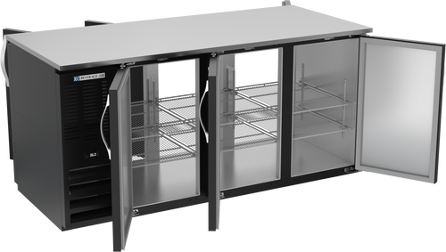 BB72HC-F-PT-B | 72" Solid Doors Food Rated Pass-thru Back Bar in Black