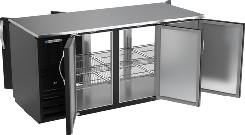 BB72HC-F-PT-B | 72" Solid Doors Food Rated Pass-thru Back Bar in Black