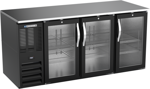 BB72HC-G-B | 72" Glass Doors Back Bar in Black