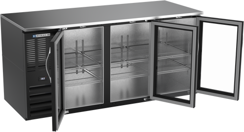 BB72HC-G-B | 72" Glass Doors Back Bar in Black