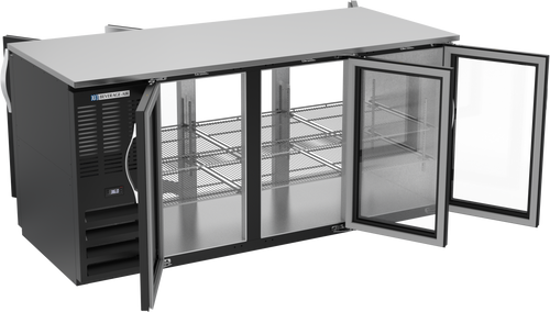 BB72HC-G-PT-B | 72" Glass Doors Pass-thru Back Bar in Black
