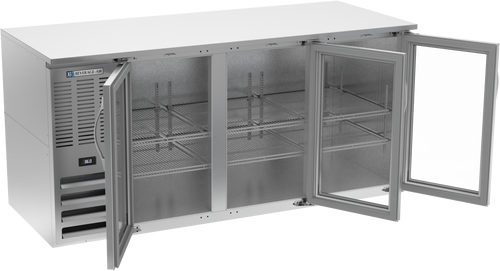 BB72HC-G-S | 72" Glass Doors Back Bar in Stainless Steel