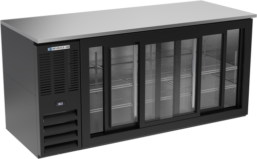 BB72HC-GS-B | 72" Sliding Glass Doors Back Bar in Black