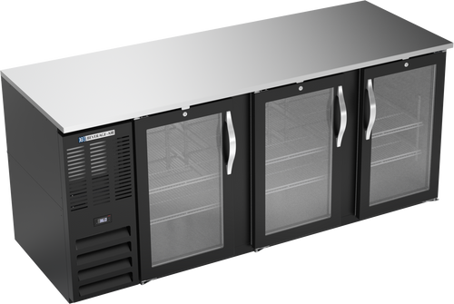 BB78HC-FG-B | 78" Glass Doors Food Rated Back Bar in Black BB78HC-FG-B | 78" Glass Doors Food Rated Back Bar in Black