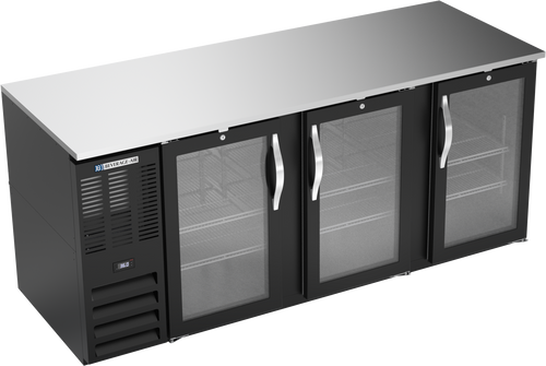 BB78HC-FG-B | 78" Glass Doors Food Rated Back Bar in Black