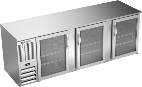 BB94HC-FG-S | 94" Glass Doors Food Rated Back Bar in Stainless Steel