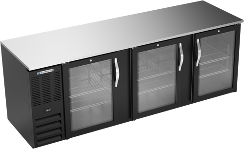 BB94HC-G-B | 94" Glass Doors Back Bar in Black BB94HC-G-B | 94" Glass Doors Back Bar in Black