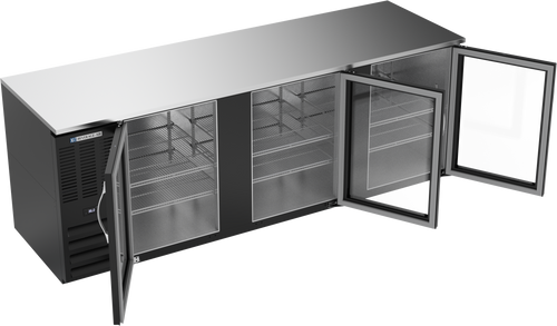 BB94HC-G-B | 94" Glass Doors Back Bar in Black