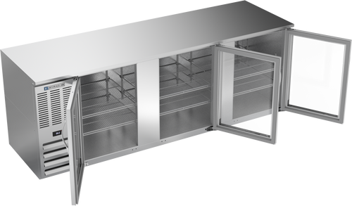 BB94HC-G-S | 94" Glass Doors Back Bar in Stainless Steel
