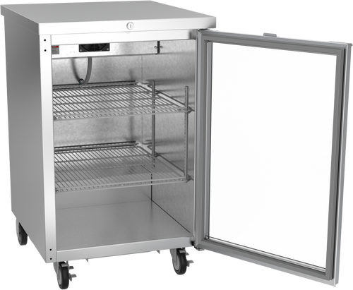 BB24HC-1-FG-S | 24" Glass Door Food Rated Back Bar in Stainless Steel