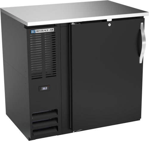 BBN36HC-B | 36" Narrow Depth Solid Door Back Bar in Black BBN36HC-B | 36" Narrow Depth Solid Door Back Bar in Black