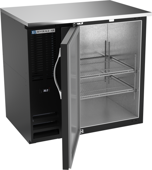 BBN36HC-B | 36" Narrow Depth Solid Door Back Bar in Black