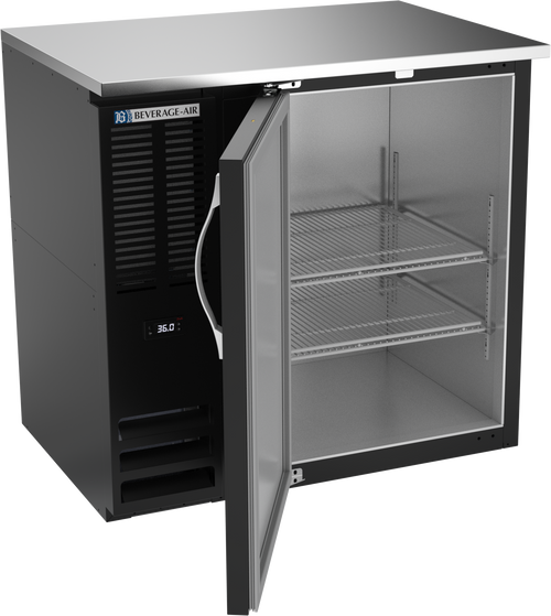 BBN36HC-F-B | 36" Narrow Depth Solid Door Food Rated Back Bar in Black