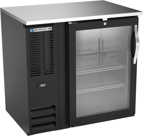 BBN36HC-G-B | 36" Narrow Depth Glass Door Back Bar in Black BBN36HC-G-B | 36" Narrow Depth Glass Door Back Bar in Black