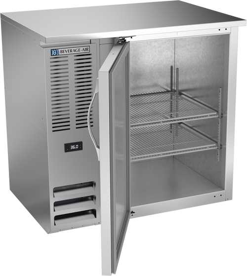 BBN36HC-S | 36" Narrow Depth Solid Door Back Bar in Stainless Steel