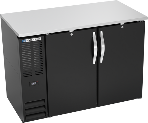 BBN48HC-F-B | 48" Narrow Depth Solid Doors Food Rated Back Bar in Black