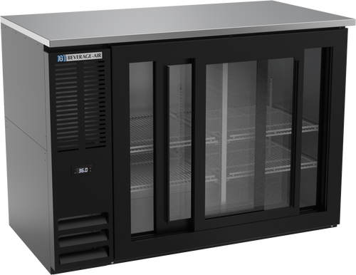 BBN48HC-F-GS-B | 48" Narrow Depth Sliding Glass Doors Food Rated Back Bar in Black