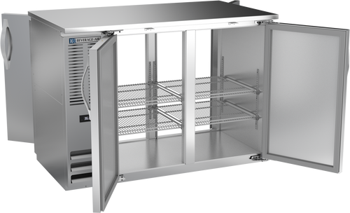 BBN48HC-F-PT-S | 48" Narrow Depth Solid Doors Food Rated Pass-thru Back Bar in Stainless Steel