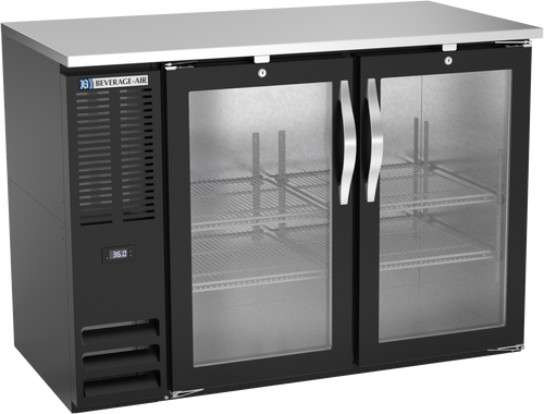 BBN48HC-G-B | 48" Narrow Depth Glass Doors Back Bar in Black