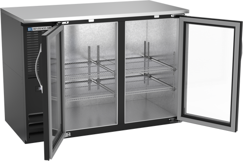 BBN48HC-G-B | 48" Narrow Depth Glass Doors Back Bar in Black