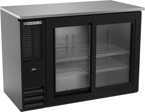 BBN48HC-GS-B | 48" Narrow Depth Sliding Glass Doors Back Bar in Black