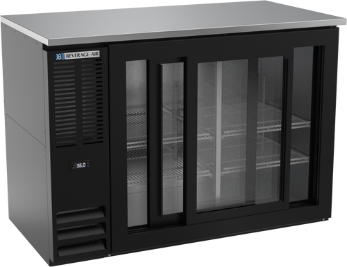 BBN48HC-GS-B | 48" Narrow Depth Sliding Glass Doors Back Bar in Black