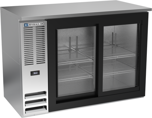 BBN48HC-GS-S | 48" Narrow Depth Sliding Glass Doors Back Bar in Stainless Steel