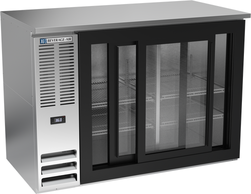 BBN48HC-GS-S | 48" Narrow Depth Sliding Glass Doors Back Bar in Stainless Steel