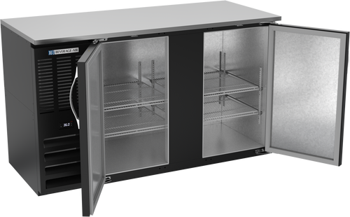 BBN58HC-B | 58" Narrow Depth Solid Doors Back Bar in Black