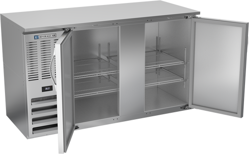 BBN58HC-F-S | 58" Narrow Depth Solid Doors Food Rated Back Bar in Stainless Steel