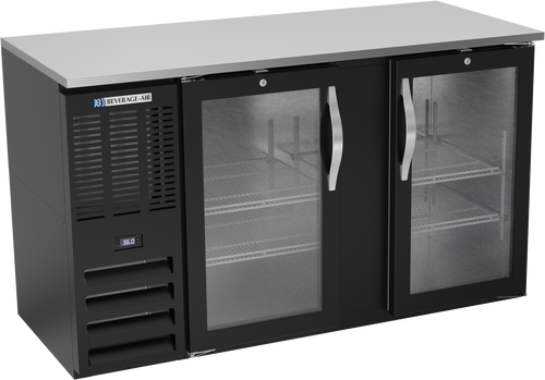 BBN58HC-G-B | 58" Narrow Depth Glass Doors Back Bar in Black
