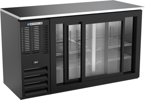 BBN58HC-GS-B | 58" Narrow Depth Sliding Glass Doors Back Bar in Black