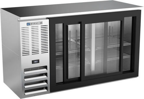BBN58HC-GS-S | 58" Narrow Depth Sliding Glass Doors Back Bar in Stainless Steel