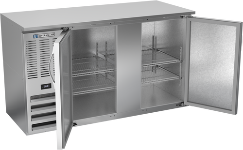 BBN58HC-S | 58" Narrow Depth Solid Doors Back Bar in Stainless Steel