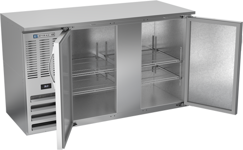 BBN58HC-S | 58" Narrow Depth Solid Doors Back Bar in Stainless Steel