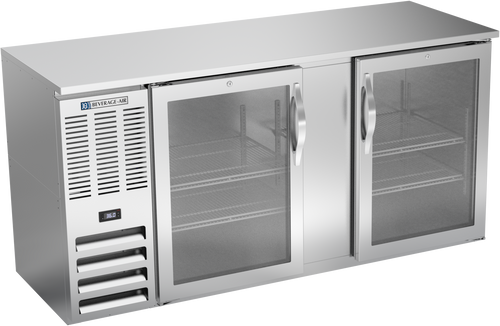 BBN68HC-FG-S | 68" Narrow Depth Glass Doors Food Rated Back Bar in Stainless Steel BBN68HC-FG-S | 68" Narrow Depth Glass Doors Food Rated Back Bar in Stainless Steel
