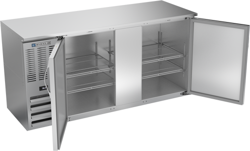 BBN68HC-F-S | 68" Narrow Depth Solid Doors Food Rated Back Bar in Stainless Steel