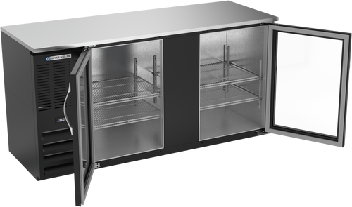 BBN68HC-G-B | 68" Narrow Depth Glass Doors Back Bar in Black