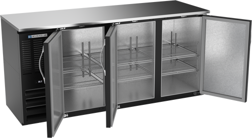 BBN72HC-B | 72" Narrow Depth Solid Doors Back Bar in Black