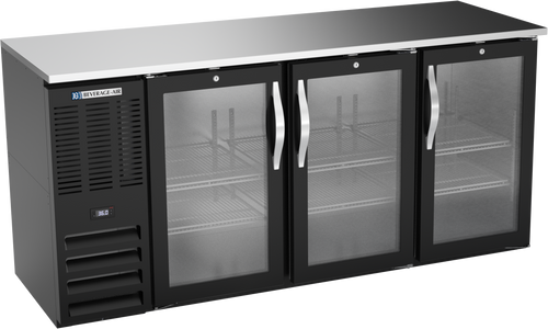 BBN72HC-FG-B | 72" Narrow Depth Glass Doors Food Rated Back Bar in Black