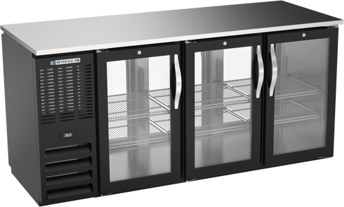 BBN72HC-FG-PT-B | 72" Narrow Depth Glass Doors Food Rated Pass-thru Back Bar in Black BBN72HC-FG-PT-B | 72" Narrow Depth Glass Doors Food Rated Pass-thru Back Bar in Black
