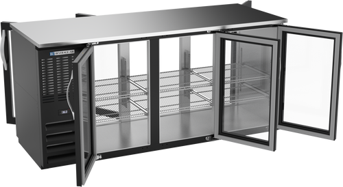 BBN72HC-FG-PT-B | 72" Narrow Depth Glass Doors Food Rated Pass-thru Back Bar in Black